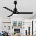 Ceiling Fans with Lights, 52 Inch Black Ceiling Fan with Light and Remote 3 Color 6 Speed Adjustable, Noiseless DC Motor, Outdoor Fan for Indoor Outdoor Patio Farmhouse Bedroom