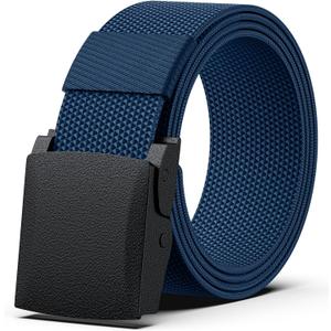 Tactical Belt Nylon Ratchet Work Belt Adjustable with Automatic Slide Buckle Belt Waist Clip Fan (Blue)