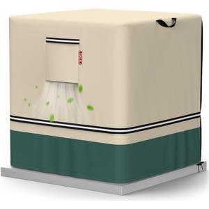 LXKCKJ Air Conditioner Cover for Outside Units - 420D Heavy-Duty Waterproof Winter AC Cover, All-Weather Protection for HVAC Condenser Units, Fits 28''LX28''WX32''H Outdoor AC Unit(Beige&Green)