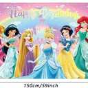 Princess Birthday Party Decorations,Happy Birthday Banner Backdrop for Birthday Party Supplies, 59 inches x 39 inches
