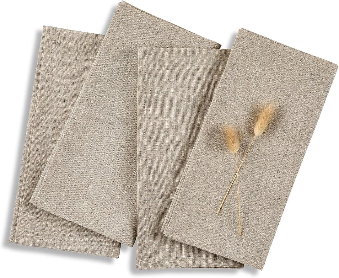 Solino Home Natural Linen Napkins Set of 4 - 100% Pure Linen Cloth Washable Dinner Napkins 20 x 20 Inch for Christmas, Holiday, New Year - Fete