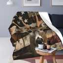 Deer American Flag Blanket Throw Blanket Flannel Lightweight Soft Plush Fuzzy Blankets for Bed Sofa Couch Livingroom Chair Car Travel Pet 50"x40"