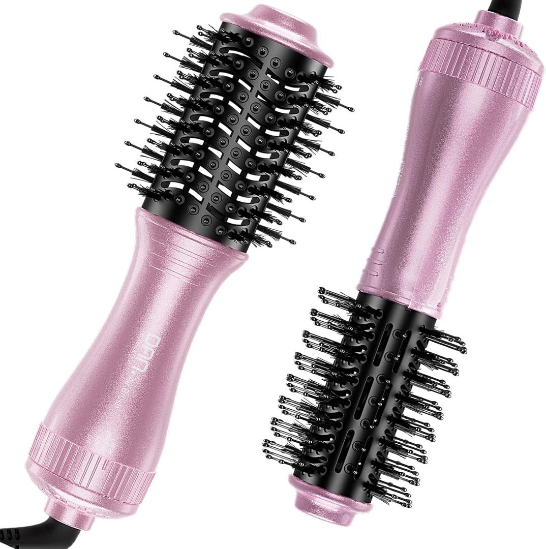DAN Technology Auto Dual Voltage Hair Dryer Brush,110V-120V/220V-240V,Travel Brush HairDryer,Small Blow Dryer Brush,one Step Hair Dryer and volumizer for Women (Pink)