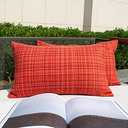 Kevin Textile Pack of 2 Valentines Decorative Outdoor Waterproof Pillow Covers Garden Cushion Sham Throw Pillowcase Shell for Patio Tent Couch 12x20 Inch Red