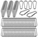 60 Pack 3" Heavy Duty Spring Snap Hook, M8 5/16" Galvanized Steel Carabiner Clip Spring Snap Hook, Small Carabiner Clip Metal Clip for Home Gym, Outdoor Traveling, Swing, Hiking, 500Lbs Capacity
