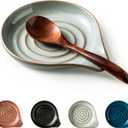 Spoon Rest, Large Ceramic Spoon Holder for Stove Top, Heat-Resistant Cooking Spoon Rest for Kitchen Counter Decor, 5 Inches (Gray)