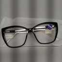 CCVOO Trendy Reading Glasses for Women, Oversized Blue Light Readers, Cheaters Eyeglasses, Stylish Square Cat Eye Glasses, Black 1.5x