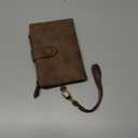 AOXONEL Women's Small Bifold Leather wallet Rfid blocking Ladies Wristlet with Card holder id window Coin Purse (Brown)