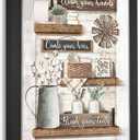 Farmhouse Bathroom Decor Rustic Canvas Bathroom Pictures Wall Art Print Country Bathroom Toilet Signs Painting Artwork Modern Restroom Decoration Framed 8"X10"