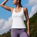 RUNNING GIRL Tank Tops with Built in Bras,Workout Racerback Tank Tops for Women Athletic Yoga Top (White, XL)