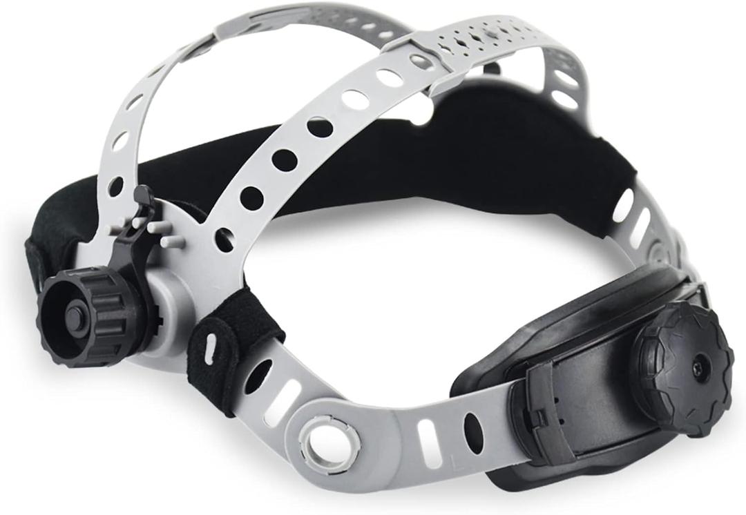 Welding Helmet Headgear - TRQWH Welding Hood Replacement Headgear Welding Helmet Accessories Welding Head Gear with Sweatband for Round Square Hole Helmet, Adjustable (Grey-Square Hole)