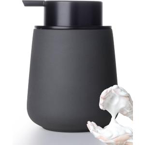 INGOFIN Ceramic Foaming Soap Dispenser - 12oz Foam Hand Soap Dispenser Bathroom, Ceramic Dish Soap Modern Dispenser with Pump for Kitchen, Matte Grey