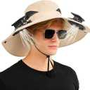 2-in-1 Hands-Free Hat Fan with Detachable Neck Fan, UPF 50+ Sun Hat, 3-Speed Adjustable, 2600mAh Rechargeable,for Outdoor (Beige)