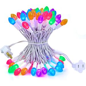 BOHON Easter Lights String 50 LED 17FT Multi Color Christmas Lights White Wire Pastel String Lights Plug in for Bedroom Indoor Patio Wreath Carnival Easter Decorations Outdoor, Waterproof (Yellow Green Blue Pink and Purple)