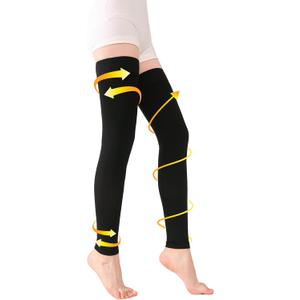 Medical Thigh High Compression Socks Footless for Women and Men (Pair), 15-20 mmHg with Silicone Dot Band, Medical Compression Stockings for Varicose Veins (S)
