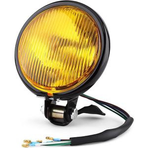 5" Round Motorcycle LED Headlight, Keenso 12V Universal Retro motorcycle headlight Front Head Lights (Amber len)