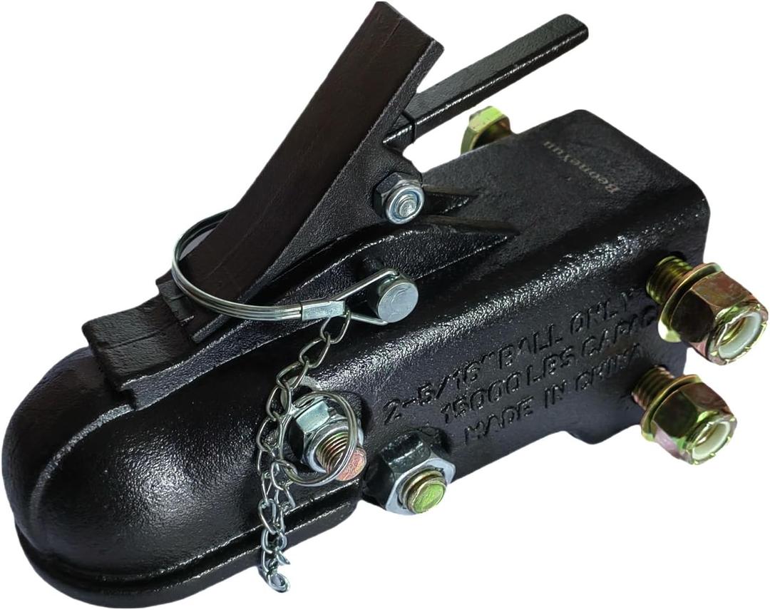 2-5/16'' Hitch Ball Heavy Duty Cast Adjustable Trailer Coupler, 15000LBS Capacity Channel-Mount Coupler with Hardware Kit