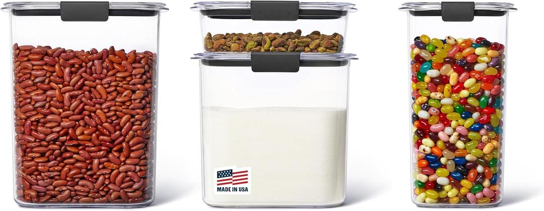 Rubbermaid Brilliance Pantry Food Storage Container Set, BPA-Free, Airtight & Leak-Proof, Clear, 8-Piece, Dishwasher Safe, Set of 4 Assorted Containers