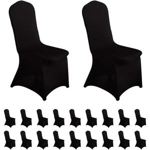 LZY 20pcs Spandex Chair Cover Stretch Slipcovers for Wedding Party, Dining Banquet Chair Decoration Covers (Black, 20)