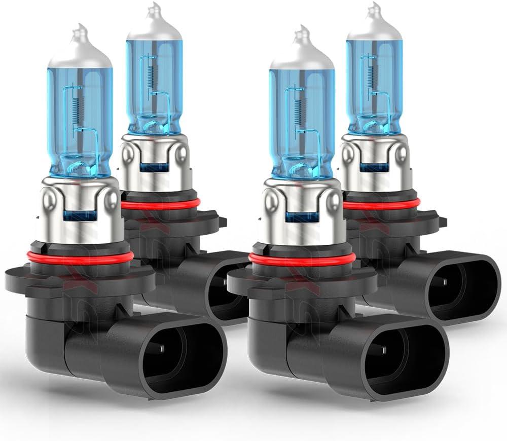 Upgraded Halogen Headlight Bulbs For Toyota Sienna 2004 2005 2006 2007 2008 2009 2010, 9005 9006 High Low Beam Headlamp Lights, 6000K White, 300% Brightness, Plug n Play, 4-Pack