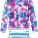 UMELOK Toddler and Little Girls Rash Guard Sets with Bikini Bottoms Swimwear (8 Years, Blue, Tie Dye)