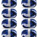 8 Pack Chunky Yarn for Crocheting, Blanket Thick Chenille for Hand Knitting, Soft Chunky for Crochet - 28 Yds 7.7 Oz Each Skein (Black and White Blue)