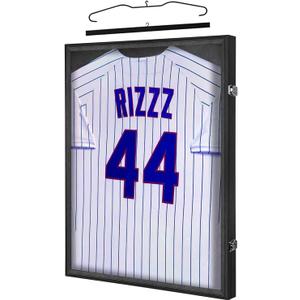 IHEIPYE Jersey Display Case Jersey Frame Large Shadow Box Lockable with UV Protection Acrylic and Hanger for Baseball Basketball Football Soccer Hockey 2XL Sport Jersey Shirt,Black