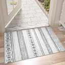 BESTSWEETIE 2x3 Area Rugs for Living Room Washable Moroccan Farmhouse Neutral Geometric Low Pile Non-Slip Soft Print Pattern Rug for Bedroom Kitchen Dining Room Entryway Grey/Black/Navy