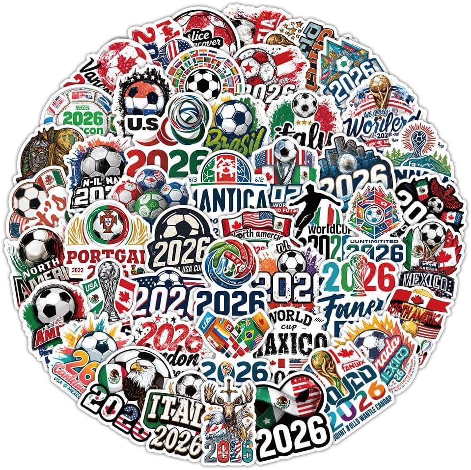 200pcs 2026 World Cup Stickers Pack, Soccer Stickers for Scrapbooking, Vinyl Waterproof Stickers for Water Bottles, Soccer Team Gifts for Kids Teens, Stocking Stuffers for Boys Girls