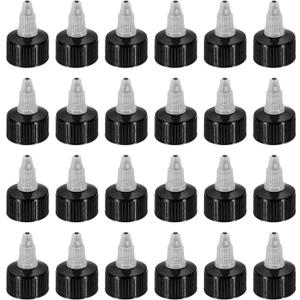 MECCANIXITY 30 Pack Twist Top Cap 28/410 Black Dispensing Squeeze Bottles Replacements Caps for Crafts, Arts, Glue, Liquids