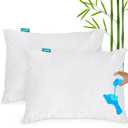 Toddler Pillowcase Protector 2 Pack, Waterproof Pillowcase Cover, Viscose Made from Bamboo Travel Pillow Case Cover with Zipper, Fit Toddler Pillow 13"x18" or 14"x19" for Boys Girls, White