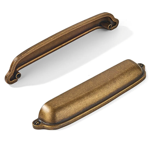 khtumeware 2 Pack Antique Brass Cup Pulls 4 Inch Center to Center - Cabinet & Drawer Handles for Kitchen Hardware