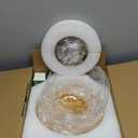 Semi Flush Mount Ceiling Light, Gold Hallway Vintage Lights Fixture Ceiling with Amber Water Lily Glass, Bulb Included, 4.72" Base Modern Ceiling Light Fixtures for Porch Kitchen Bedroom (Brass base (Bulb included), Water LilyAmber)