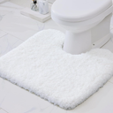 Disolla Toilet Mat 22x24 White - Non Slip Fluffy U-Shaped Contour Rug, Ultra-Soft Plush Toilet Floor Mat, Absorbent & Machine Washable