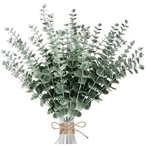 Sggvecsy 10 pcs Eucalyptus Stems Decor Artificial Eucalyptus Leaves Faux Eucalyptus Stems Real Touch Fake Greenery Branches for Wedding Flower Bouquet Centerpiece Home Office Decoration