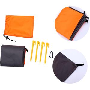 POPETPOP Picnic Blanket Mat Multifunctional Beach Camping Ground Mat Orange Grey Durable Foldable Sandproof for Outdoor Activities Family
