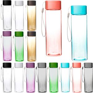 16 Pcs 17 oz Plastic Water Bottle Bulk Leak-Proof Portable reusable Square Drink Water Bottles with Handle Strap for Sports Travel Hiking Camping Climbing Gym Outdoor Indoor Activities (Color Set 1)