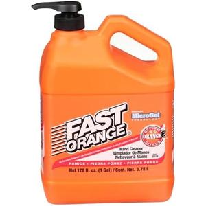 Fast Orange 25219 Pumice Lotion, Heavy Duty Hand Cleaner, Natural Citrus Scent, Waterless Cleaner For Mechanics, Strong Grease Fighter, 1 Gallon