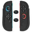 RHOTALL Protective Case for Nintendo Switch 2 joycon Controllers, Soft Anti-Slip Ergonomics Silicone Protective Shell Cover Compatible with Switch 2 joycon Skin with 2 Thumb Grips - Black