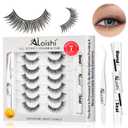2 x Wispy False Eyelashes Kit With Bond, Seal and Tweezer, 7 Pairs Natural Look Fake Cat Eye Lashes Strips Thin Band Extensions Waterproof Easy Eyelashes for Beginners DF2