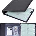 Antner 3 Ring Personal Check Binder for 3-on-a-Page End-Stub Deskbook & Personal 3 Holes or 9 Holes Small Size Checks, PU Leather Check Holder Checkbook Binder Cover with Zipper Pouch, Black