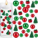 MTLEE 106 Pieces Christmas Vase Filler Pearl for Vase Fillers Floating Candles Centerpiece Beads Vases Pearls Filler for Christmas Home Table Party Decor, Not Included Clear Beads (Pine Tree)
