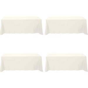 BRILLMAX 4 Pack Ivory Tablecloths 90 x 156 Inch for 8ft Rectangle Tables - 150 GSM Polyester Fabric, Floor Length Drop, Water, Stain & Wrinkle Resistant Cloth Cover for Wedding Reception Banquet