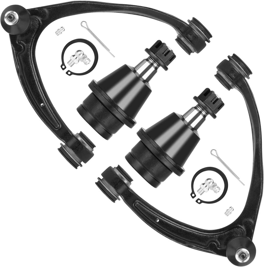 Front Upper Control Arms Forged Steel with Lower Ball Joints Suspension Kit for Chevy GMC Silverado Suburban Sierra 1500 Avalanche Tahoe Yukon 2007-2014 (4pc Set)