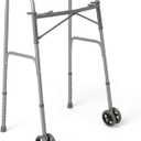 Medline Heavy Duty Bariatric Extra Wide Folding Walker wtih 5" Wheels, Supports up to 600 lbs, Comfort Foam Hand Grips