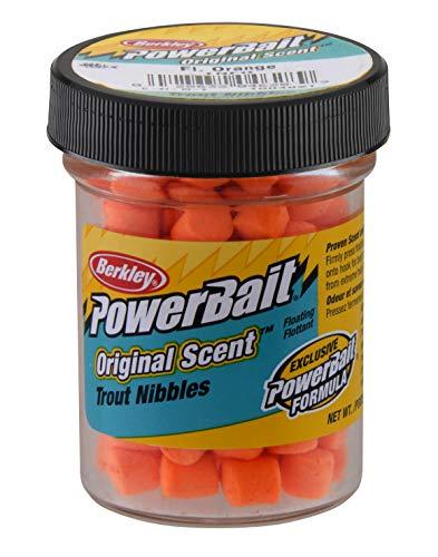 Berkley PowerBait Trout Nibbles Fishing Dough Bait, Fluorescent Orange, 1.1-Ounce Jar Pack Of 2