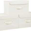 Fabric Storage Bins Cube Organizers with Flip-Top Lid and Handles,Storage Boxes for Organizing Home,Office,and Closet,Beige,3 Pack 13X9.1X7.9 in