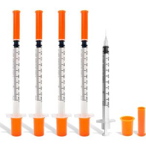 30PACK U-100 1ml Syringes with Needle, 30G 5/16'' (8mm) 1cc, Individual Wrapped Lab Supplies