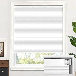 LazBlinds Cordless Cellular Shades, No Tools No Drill Blackout Honeycomb Shades Pleated Blinds for Windows, 30.5'' W x 72'' H, Silver White