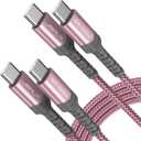 JSAUX 100W USB C to USB C Cable for iPhone 17, USBC Type C Charge Cord 5A Fast Charging Compatible with iPhone 17 Air 16 15 Pro Max Samsung Galaxy S25 S24 MacBook iPad Pro Carplay (2-Pack, 6.6ft) Pink